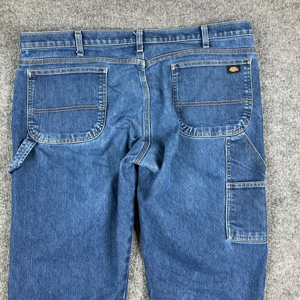 Dickies Carpenter 40X30 Jeans Mens Relaxed Straight‎ Blue Distressed Utility